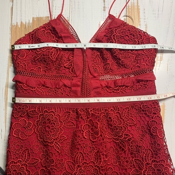 Self Portrait Red Floral Blush Midi Dress Size US 8 - Picture 14 of 16